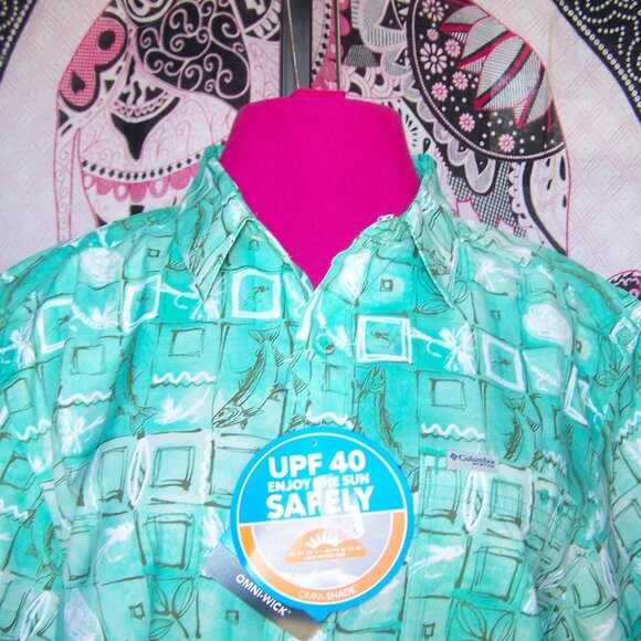 Columbia NWT Button Down Short Sleeve Fishing Shirt Sz M - Picture 2 of 9